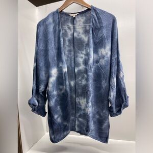 Blue Tie-Dye Women's Open‎ Front Cardigan